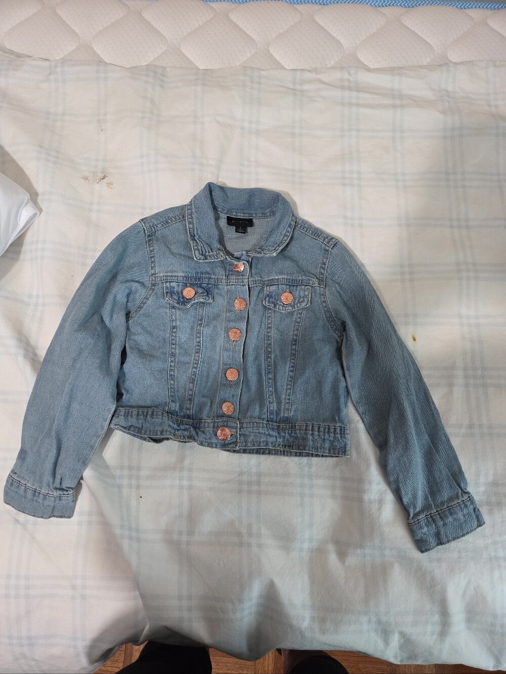 Picapino Girls Light Blue Denim Jacket Long Sleeves and Copper Button  6